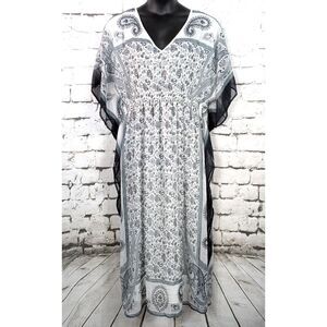 SPEED CONTROL Paisley Boho Caftan Maxi Dress Beachy Size 3X NWT